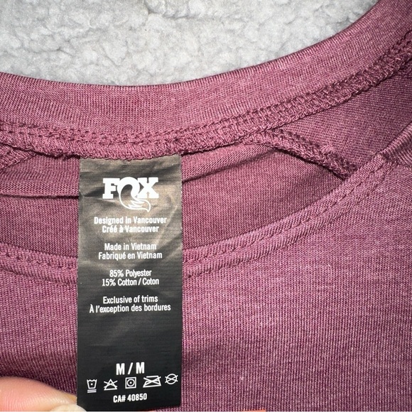 RideFox Top Womens Medium Mauve Long Sleeve Front Back Logo T-Shirt NEW - Picture 2 of 9